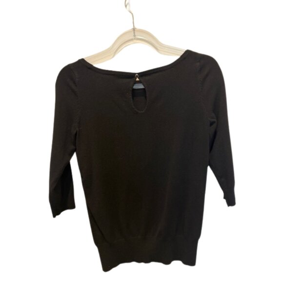 White House Black Market Black Sweater XS Embellished Equestrian Inspired Detail - Picture 2 of 6